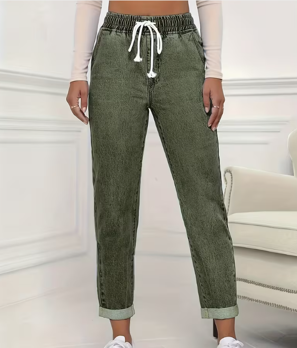Jean droit olive délavé