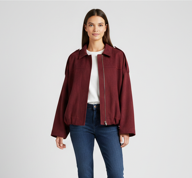 Veste zippée à manches chauve-souris