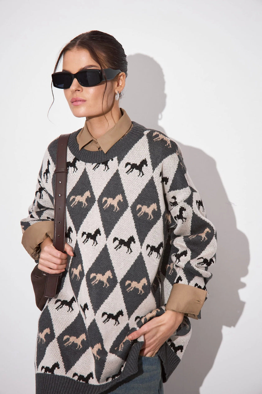 Haut en maille jacquard color-block