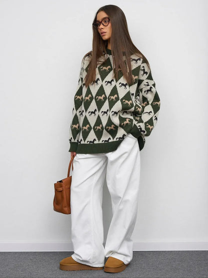Haut en maille jacquard color-block