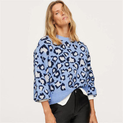 Pull en maille léopard à motif intarsia