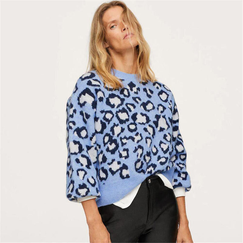 Pull en maille léopard à motif intarsia