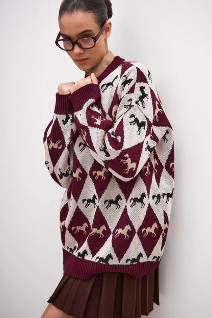 Haut en maille jacquard color-block