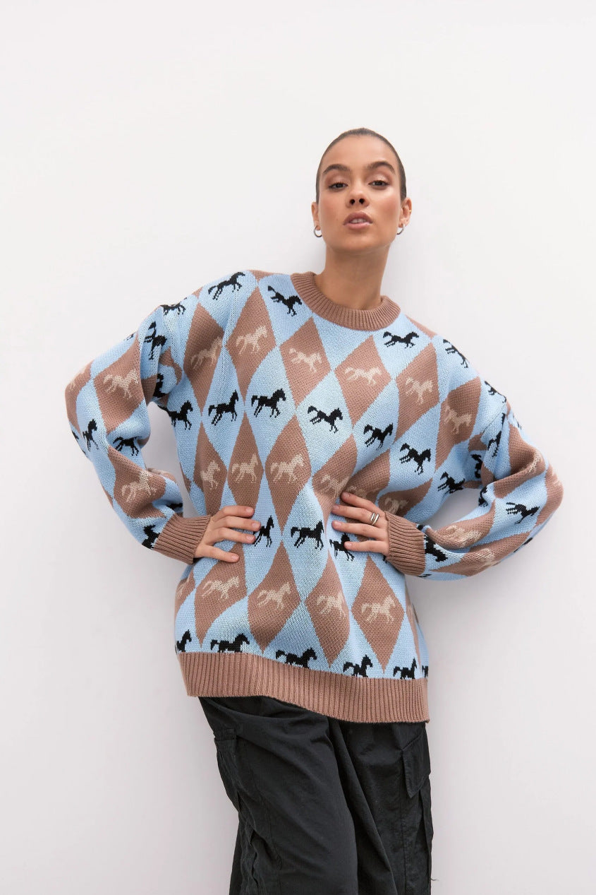 Haut en maille jacquard color-block