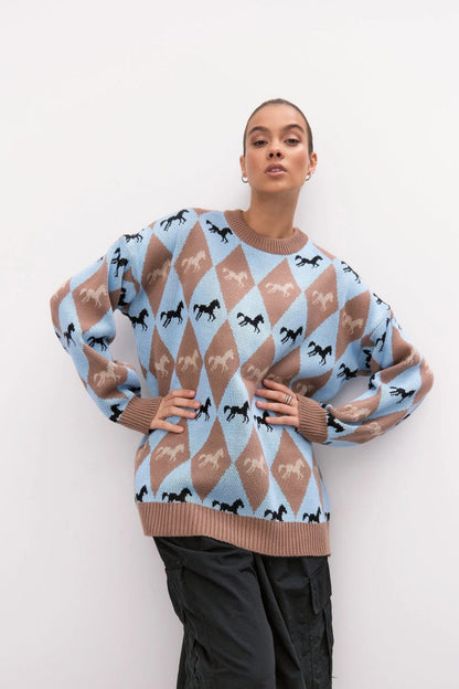 Haut en maille jacquard color-block
