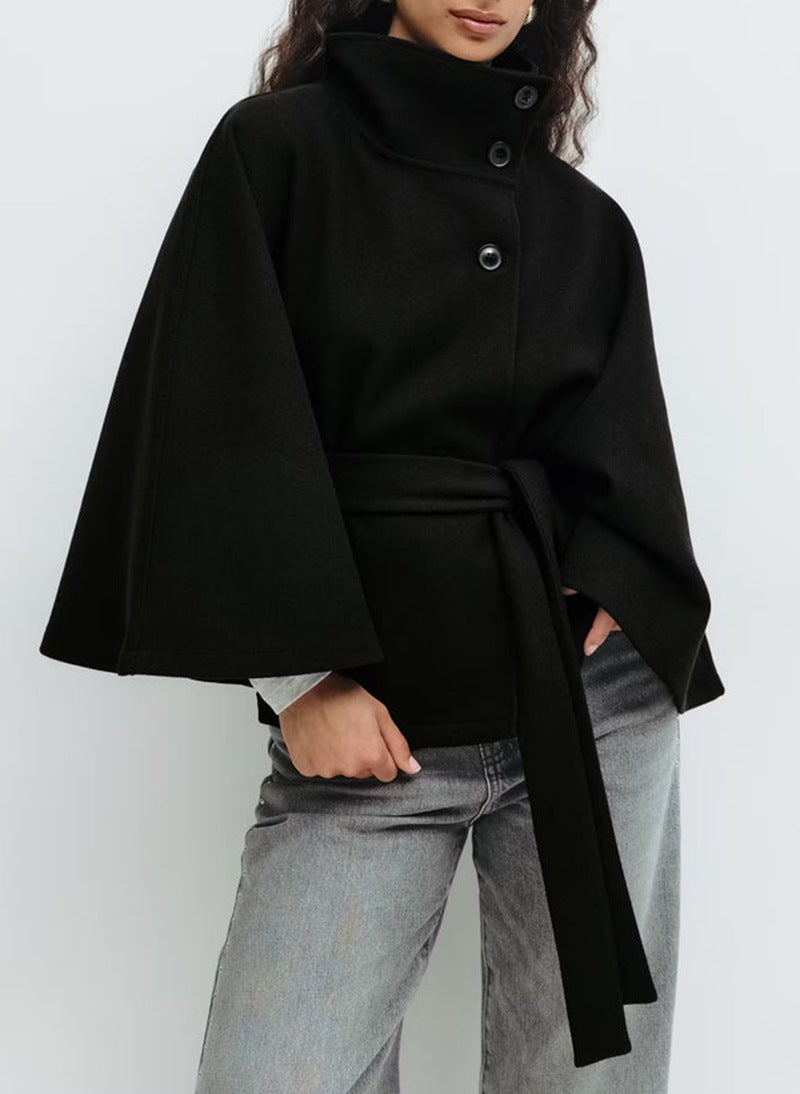 Manteau chauve-souris à col montant