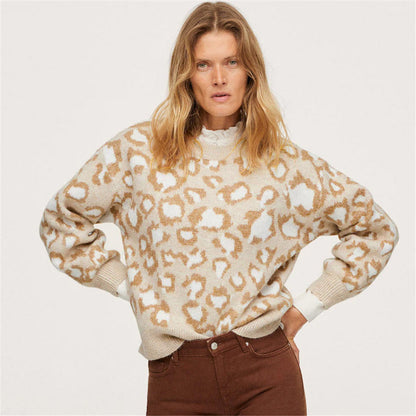 Pull en maille léopard à motif intarsia