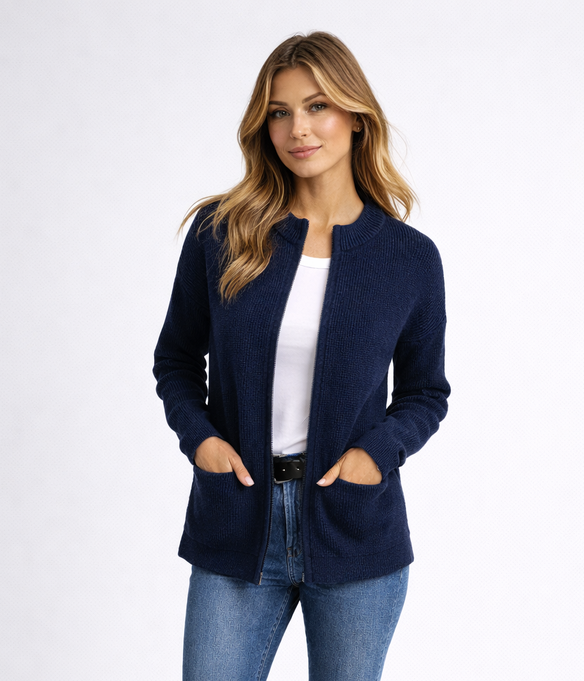 Manteau en maille à poches raffiné