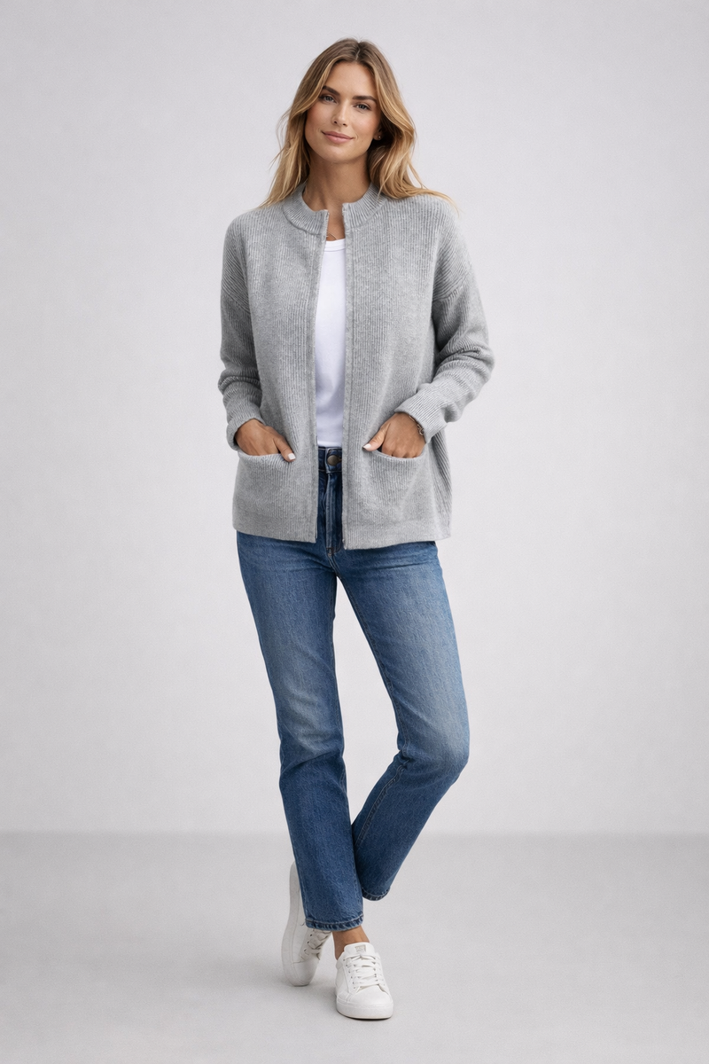 Manteau en maille à poches raffiné