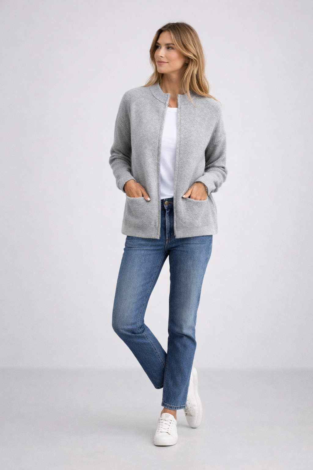 Manteau en maille à poches raffiné