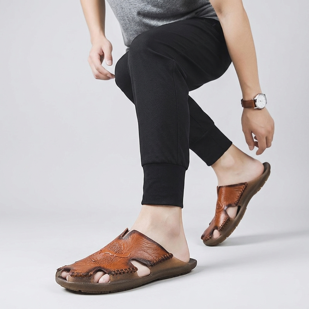 Sandales Baotou en cuir à tendons – Hommes