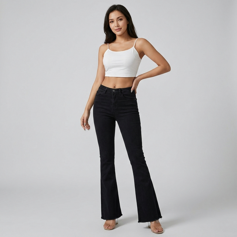 Jean évasé taille haute vintage