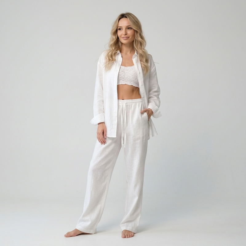 Ensemble de jambes larges en lin fluide