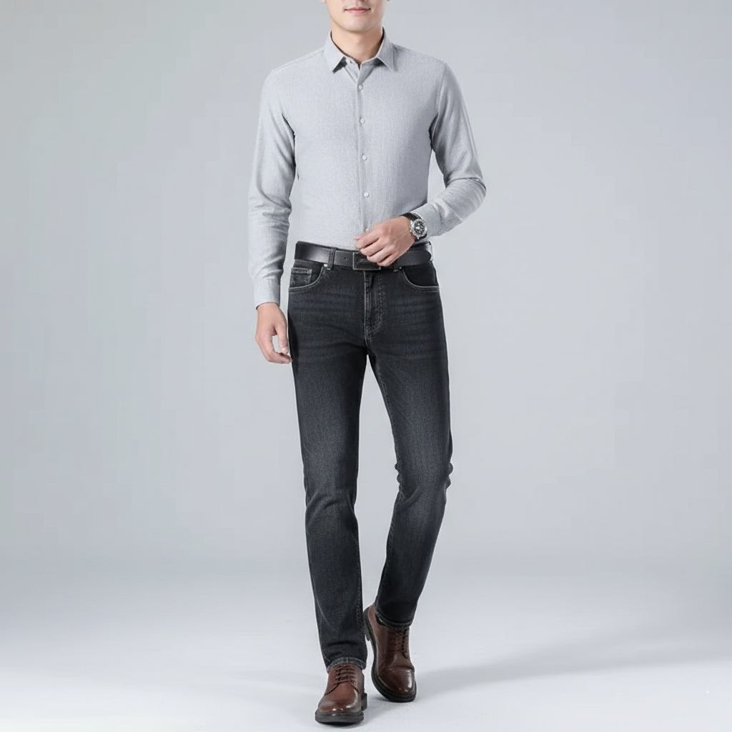 Pantalon droit en peluche