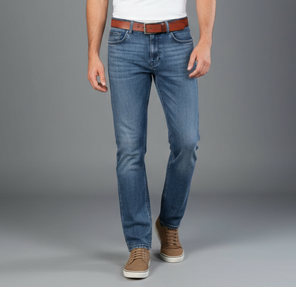 Pantalon en denim doublé polaire coupe droite