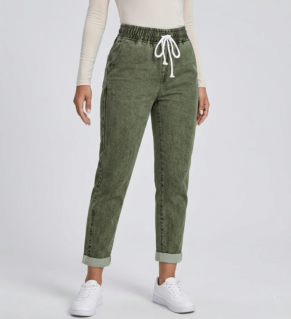 Jean droit olive délavé