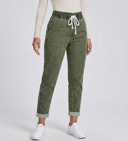 Jean droit olive délavé