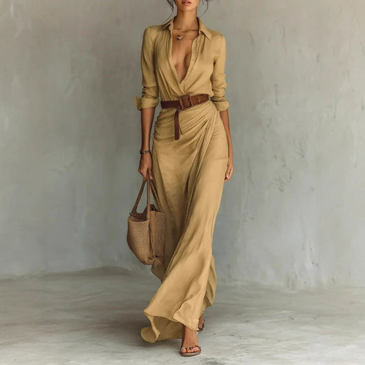 Irregular Belted Shirt Dress