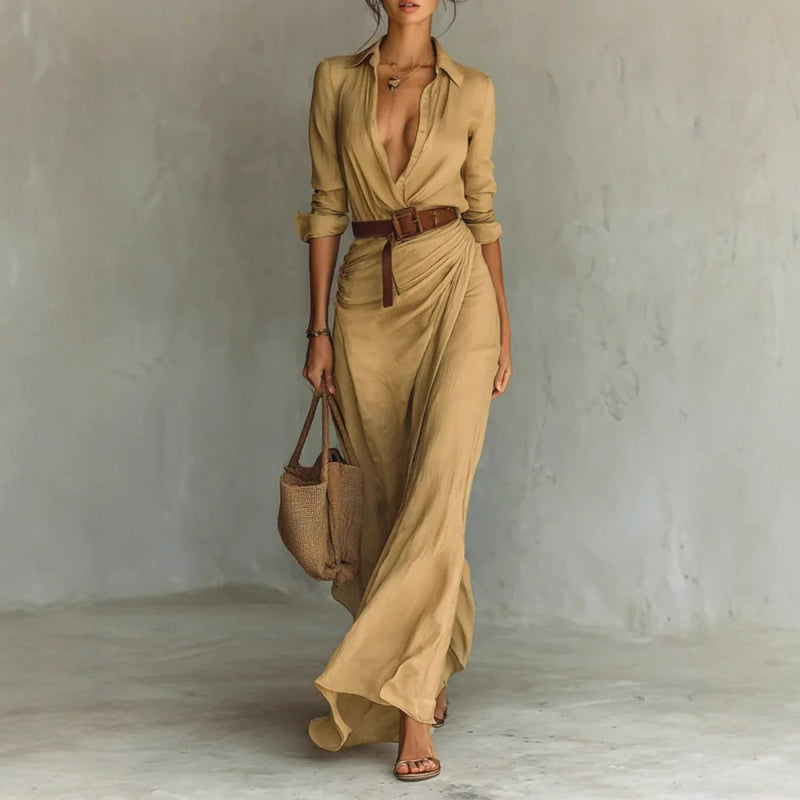 Irregular Belted Shirt Dress