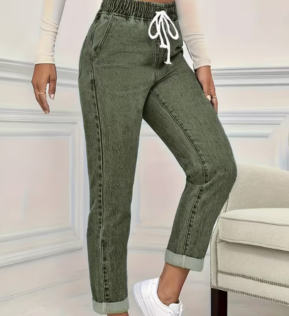 Jean droit olive délavé