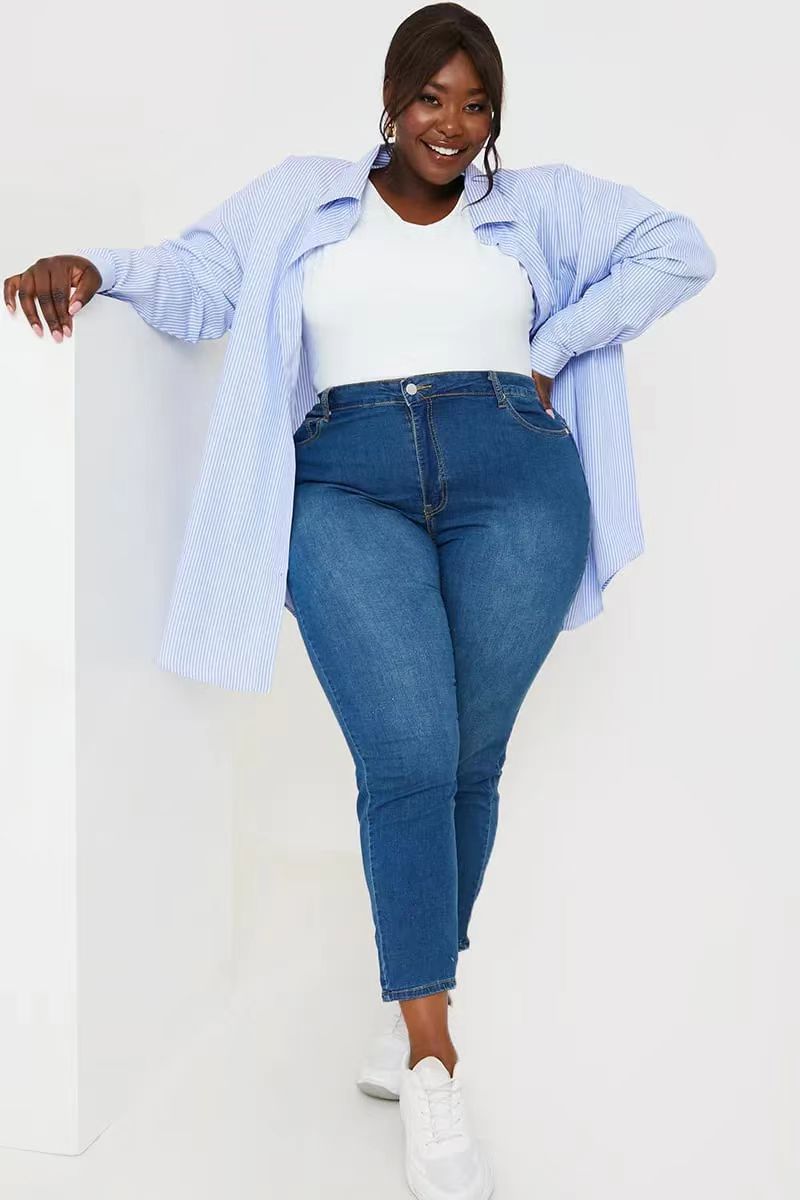 Jean slim taille haute Contour