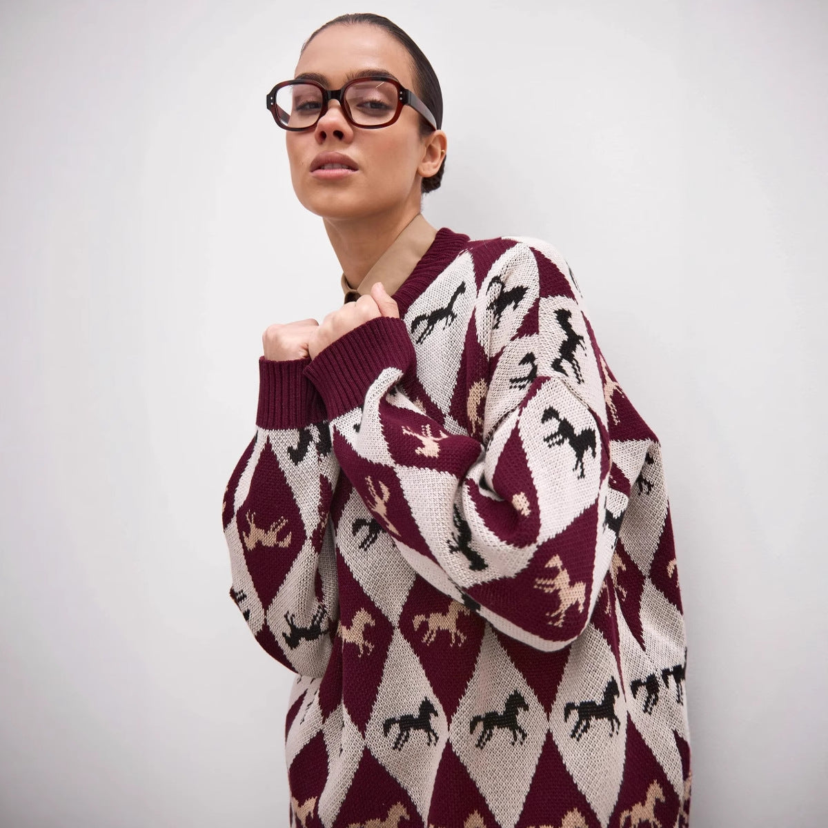 Haut en maille jacquard color-block