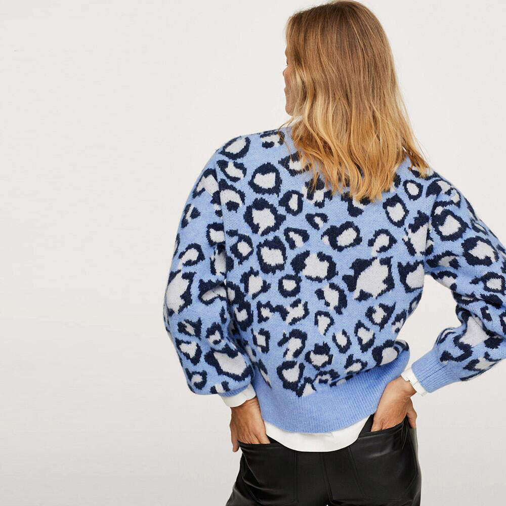 Pull en maille léopard à motif intarsia